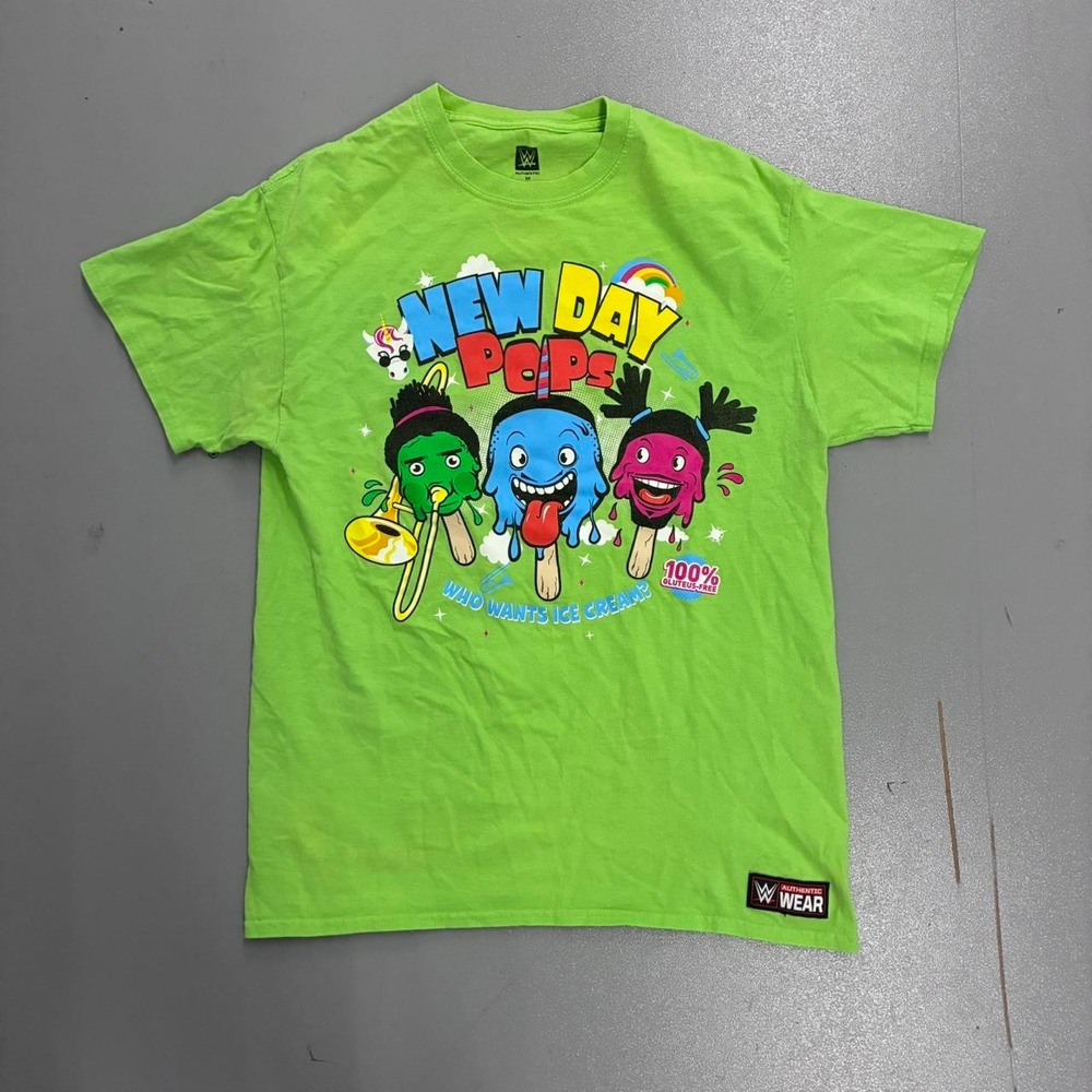 WWE Authentic Wear The New Day Pops Wrestling T-Shirt Mens Medium Green Graphic